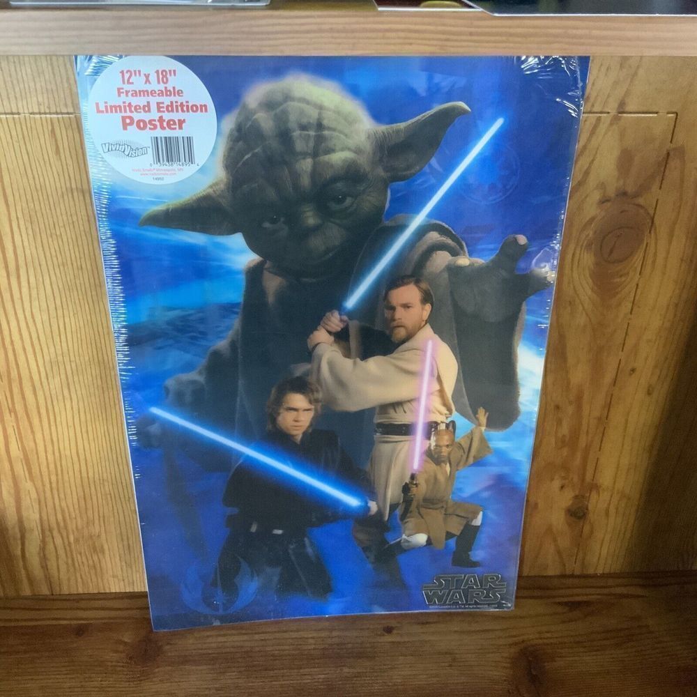 Star Wars Limited Edition 12”x18” Vivid Vision Lenticular Poster 2005, Jedi